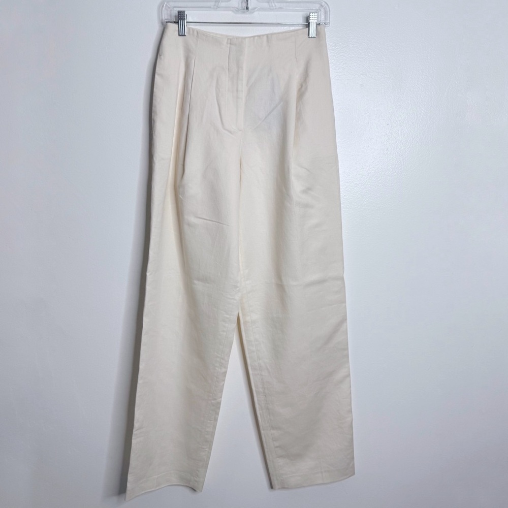 NWT Massimo‎ Dutti Darted Linen Blend Trousers In Cream Size 2 - Picture 2 of 13